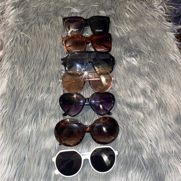 7 Pairs of FASHION SUNGLASSES 2 NWTs 5 GUC Aviators/Heart/Round BUNDLE - Picture 3 of 13